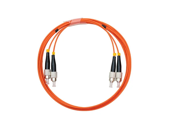 Fiber Optisk Patch Cord Isolerad Vit Bakgrund — Stockfoto