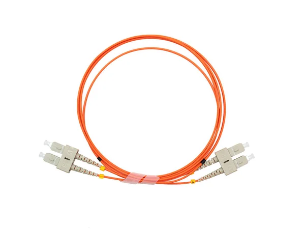 Fiber Optisk Patch Cord Isolerad Vit Bakgrund — Stockfoto