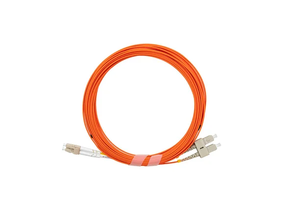 Fiber Optic Patch Cord Isolated White Background — Foto de Stock