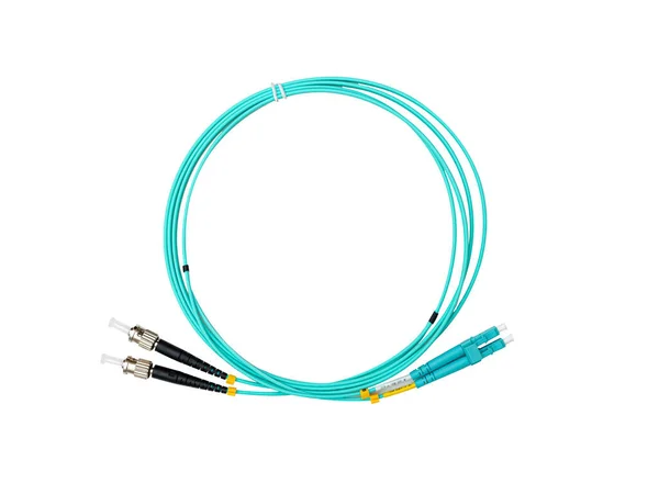 Fiber Optic Patch Cord Isolated White Background — Fotografia de Stock