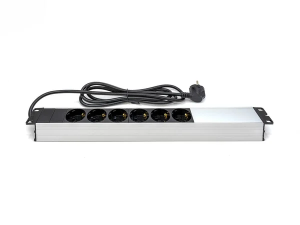 Six Way Extension Lead Power Strip Power Distribution Unit Isolated — Foto de Stock