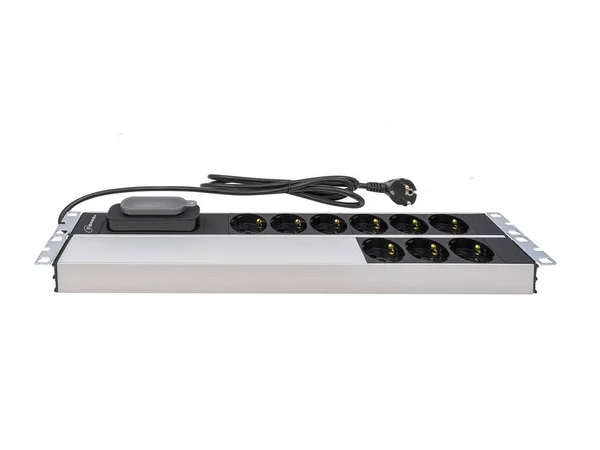 Nueve Vías Extensión Plomo Power Strip Unidad Distribución Potencia Sobre — Foto de Stock