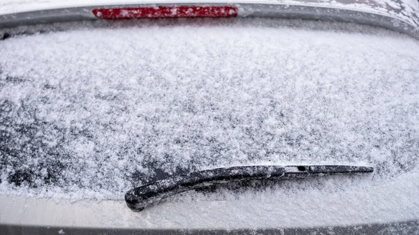Windshield Wiper Snow Covered Car Window — 스톡 사진
