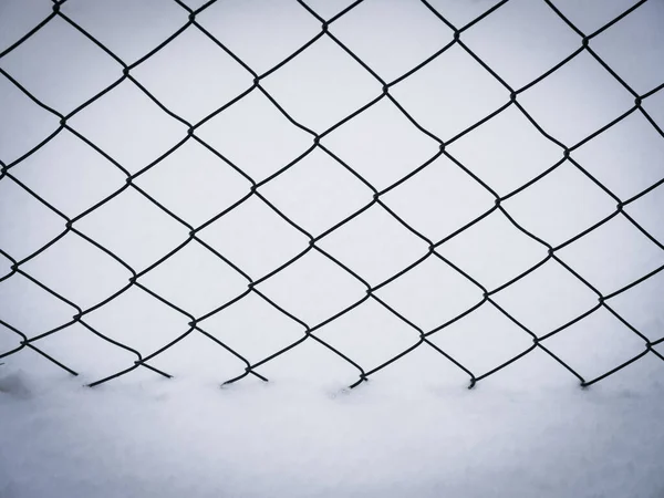 Snow Covered Wire Mesh Winter Background — Stock Photo, Image
