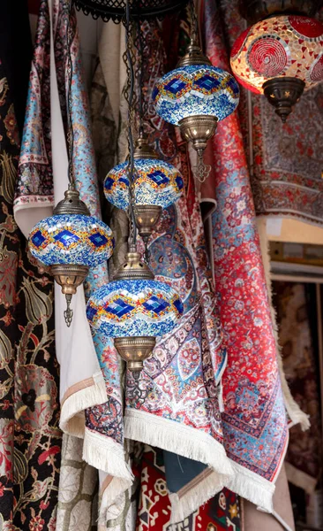 Colorful Turkey Glass Lamps Rug Grand Bazaar Istanbul — Stock fotografie