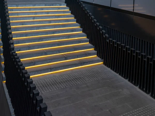 Illuminated Empty Staircase Background Front View — Stock Photo, Image