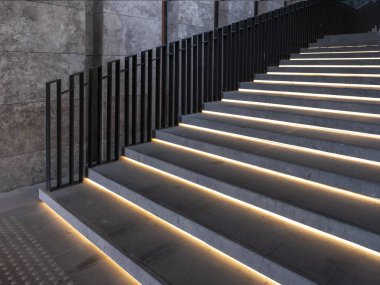 illuminated empty staircase background front view