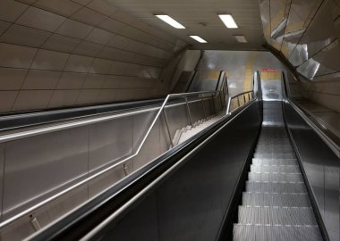 Empty escalator in subway station