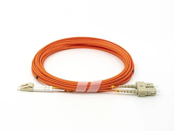 Cable Fibra Óptica Sobre Fondo Blanco Aislado — Foto de Stock