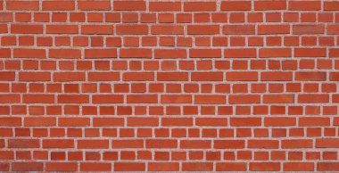 Kırmızı tuğla duvar dokusu arkaplan, ön görünüm 