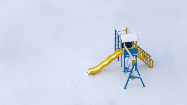 Nobody Snow Covered Children Playground Winter Time — Stockfoto