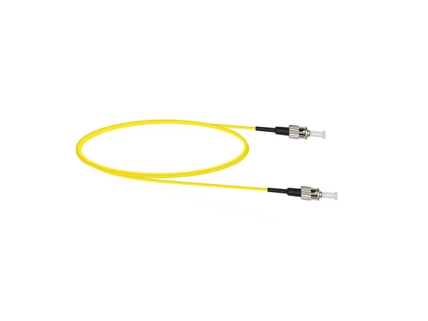 Fiber Optisk Lapp Sladd Kabel Isolerad Vit Bakgrund — Stockfoto