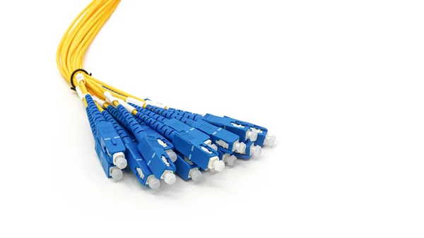 Fiber Optic Patch Cord Cable Isolated White Background — Foto de Stock