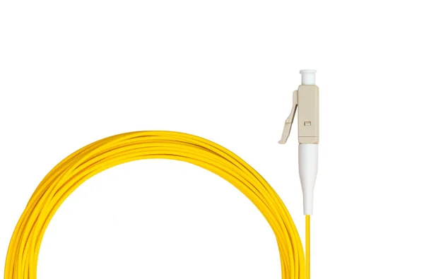 Cable Conexión Fibra Óptica Sobre Fondo Blanco Aislado — Foto de Stock