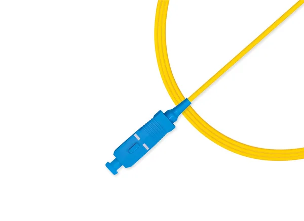 Fiber Optic Patch Cord Isolated White Background — Photo