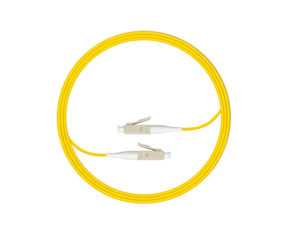 Fiber Optisk Patch Cord Isolerad Vit Bakgrund — Stockfoto