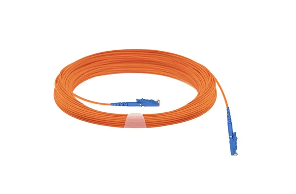 Fiber Optisk Patch Cord Isolerad Vit Bakgrund — Stockfoto