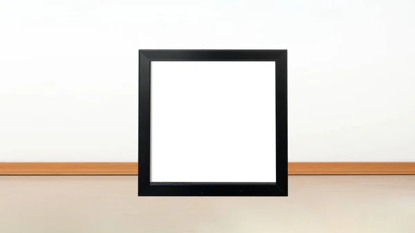 Houten Zwart Frame Vloer Vooraanzicht — Stockfoto