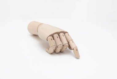 Tahta el izole arka planda, kapat