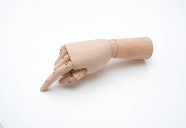 Tahta el izole arka planda, kapat