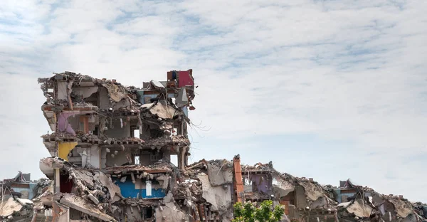 Demolizione Vecchi Edifici Vista Frontale — Foto Stock