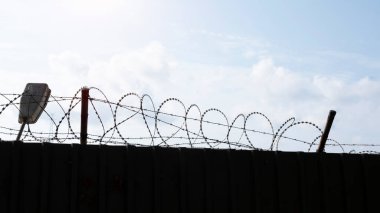 Barbed Wire Fence background, front view