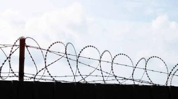 Barbed Wire Fence Background Front View — Stockfoto