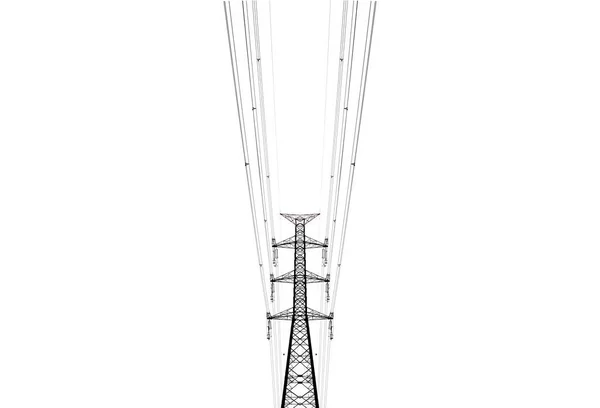 Високовольтні Вежі Пілон Ізольованому Білому Фоні — стокове фото
