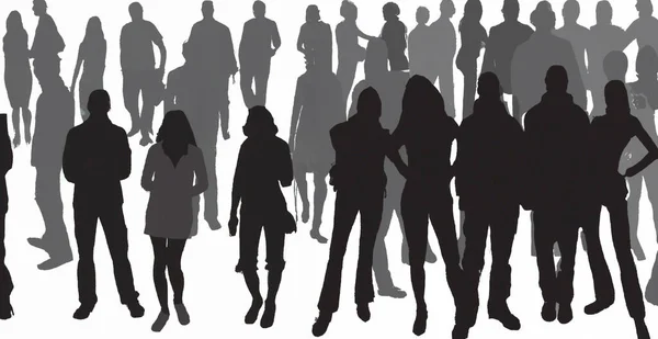 various silhouettes of people isolated on white