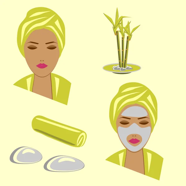 Set spa soin du visage — Image vectorielle