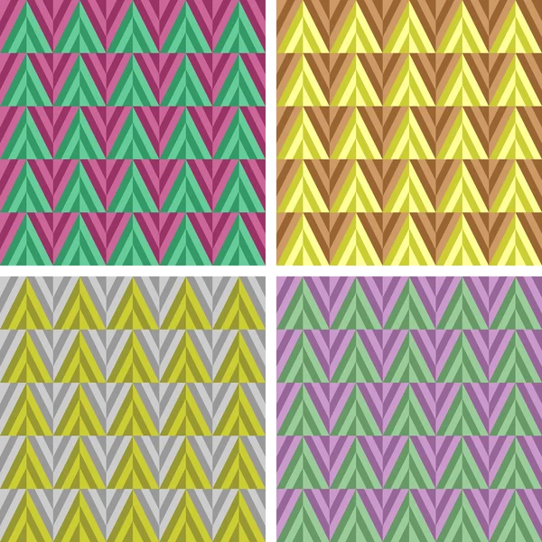 Set of four geometric seamless triangle pattern — Stock Vector