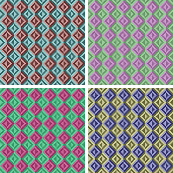Set of four geometric seamless rhombus pattern — Stock Vector