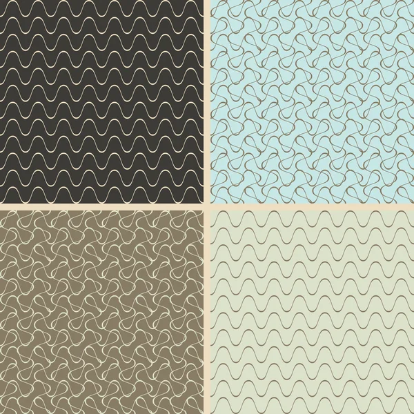 Conjunto o patrón de cuatro ondas, fondo retro . — Archivo Imágenes Vectoriales