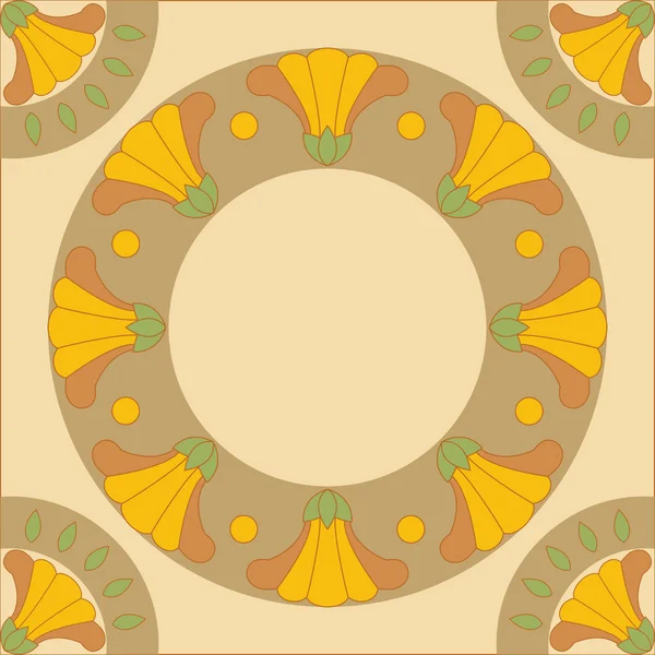 Kulatý rám. egyptské lotus ornament. — Stockový vektor