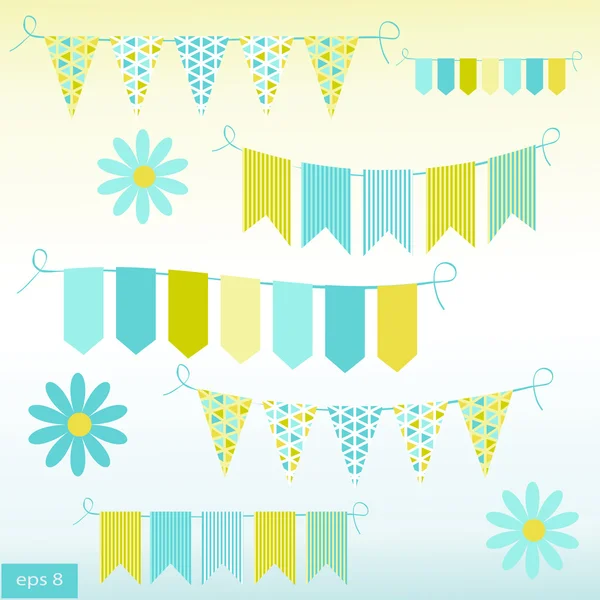 Bunting and garlands, vector illustration. — Stock Vector