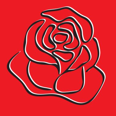 Kroki kırmızı zemin üzerine gül, tasarımınız için öğe. vektör.