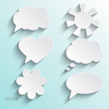 Kağıt konuşma balonları, vektör çizim seti.