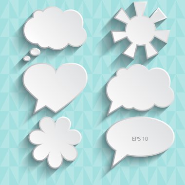 Kağıt konuşma balonları, vektör çizim seti.