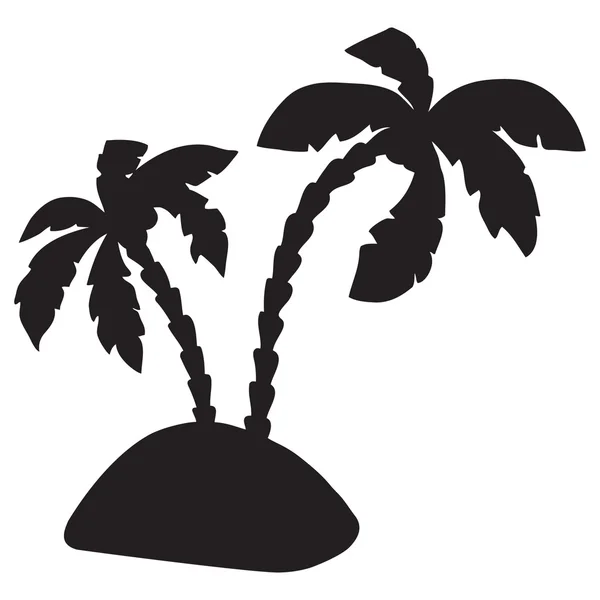 Adadaki palmiye ağaçları kara silüeti. vektör çizim. — Stok Vektör
