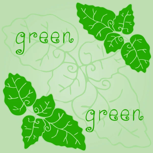 Fond vert, feuilles. Illustration vectorielle . — Image vectorielle