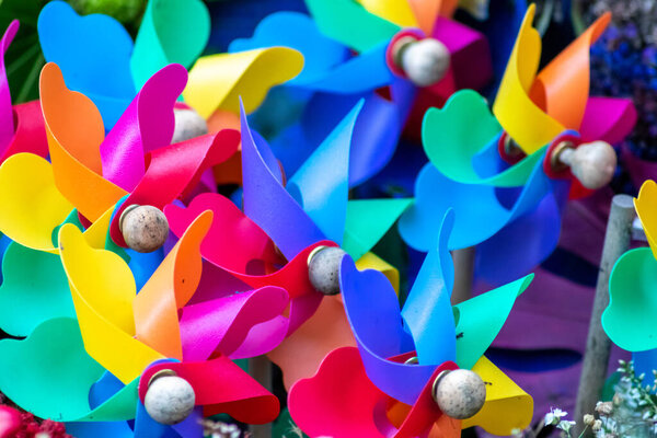 set of beautiful colorful pinwheels