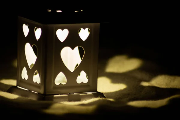 Romantische Kerstverlichting Verlichten Donkere Heilige Avond Nacht Adventstijd Gloeien Nacht — Stockfoto