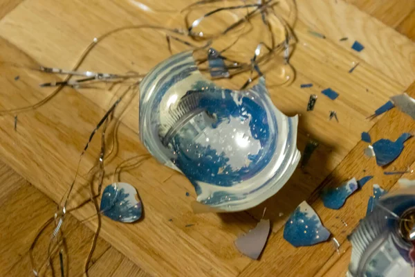 Broken Christmas Balls Ground Were Destroyed Children Holy Eve Christmas — Stockfoto