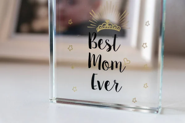 'Best mom ever' glass trophy