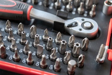 Torx bitleri, çapraz bit ve yerine konulabilir vida adaptörleri ile çeşitli vida düzenleyici olarak alet kutusu içinde tors bit profesyonel ekipman olarak ve tamirci mekanik