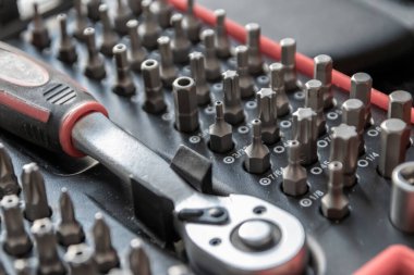 Torx bitleri, çapraz bit ve yerine konulabilir vida adaptörleri ile çeşitli vida düzenleyici olarak alet kutusu içinde tors bit profesyonel ekipman olarak ve tamirci mekanik