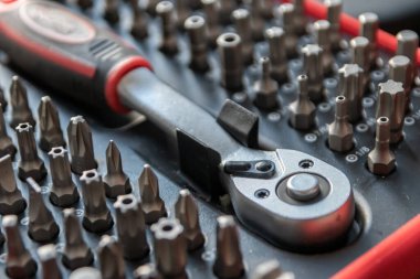 Torx bitleri, çapraz bit ve yerine konulabilir vida adaptörleri ile çeşitli vida düzenleyici olarak alet kutusu içinde tors bit profesyonel ekipman olarak ve tamirci mekanik