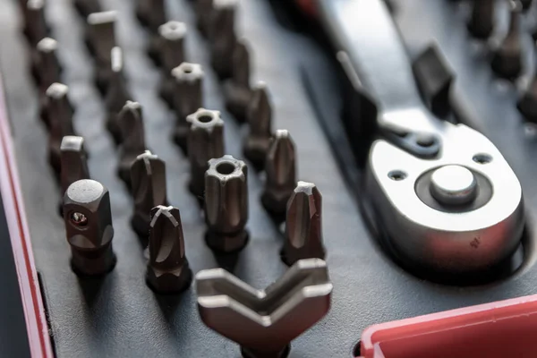 Scwdriver Bits Tool Box Assorted Diling Tool Kit Organizer Torx — 스톡 사진