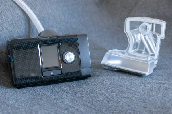 Máscara Cpap Con Una Máquina Cpap Máscara Facial Completa Contra — Foto de Stock