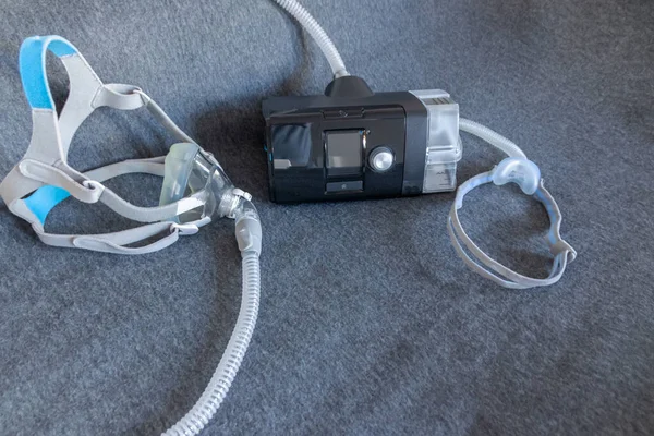 Máscara Cpap Com Uma Máscara Facial Completa Máquina Cpap Contra — Fotografia de Stock